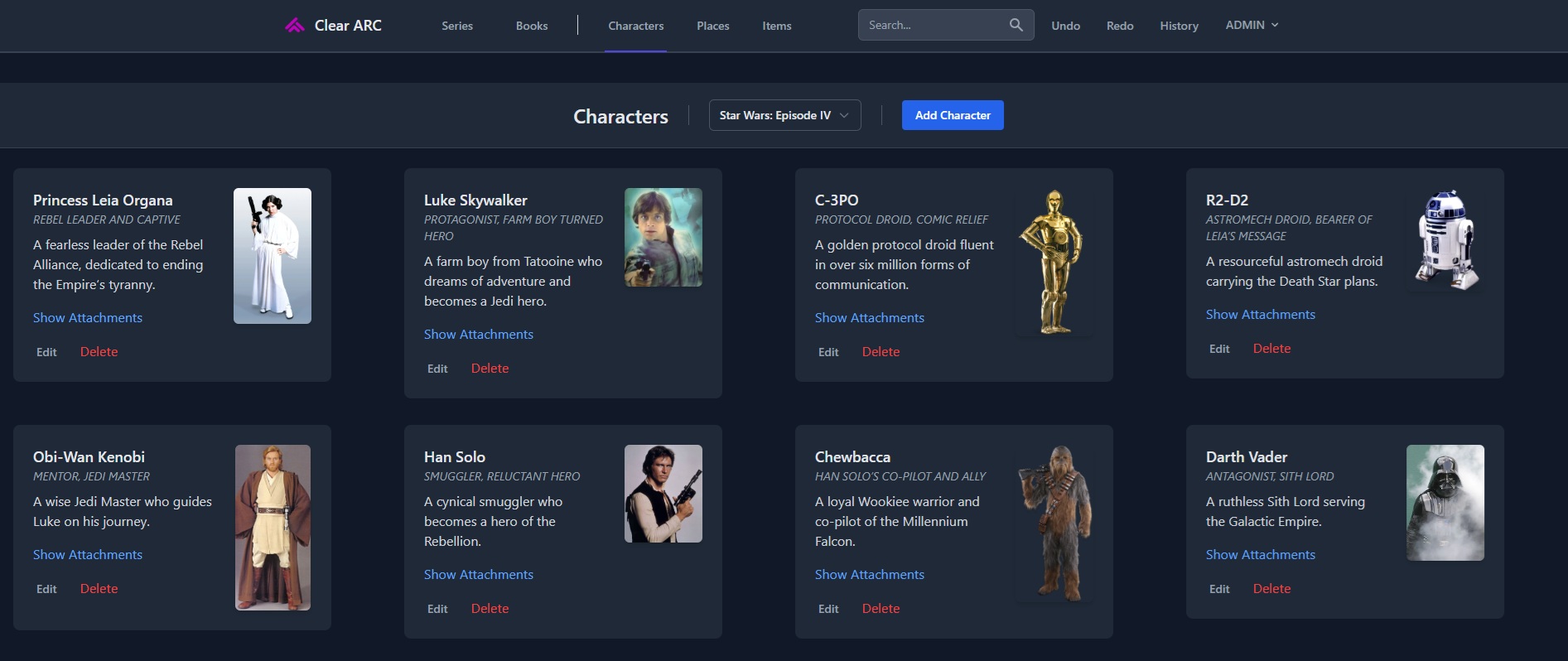 View of characters in a book